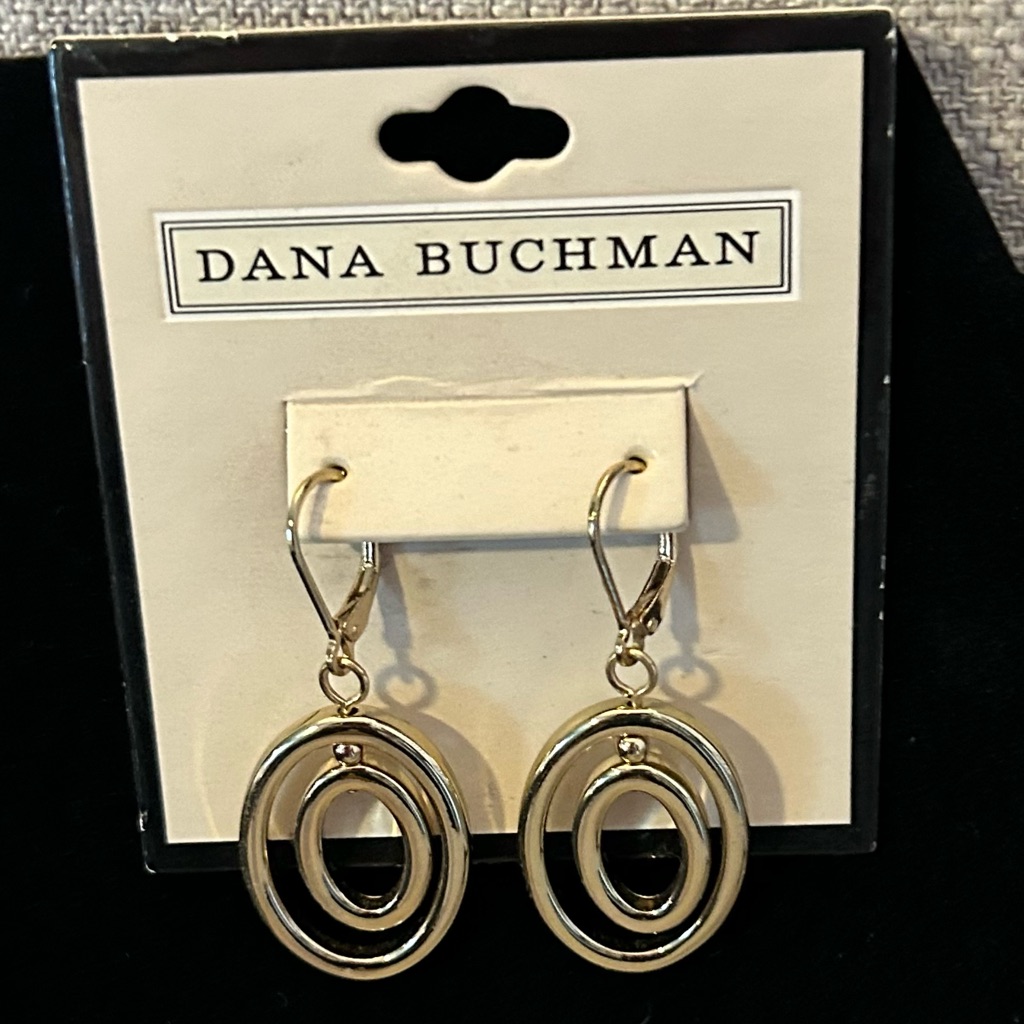 Nwt Dana Buchman Gold Dangle Oval Earrings 11$